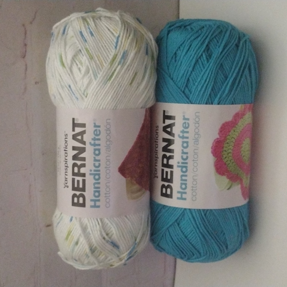 2 Bernat Handicraft Cotton Wool Balls Mod Blue White Summer Paints 12oz